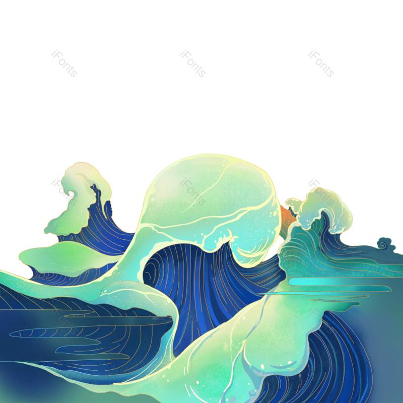 水花图片,中国元素,绿色元素PNG,波浪免抠素材